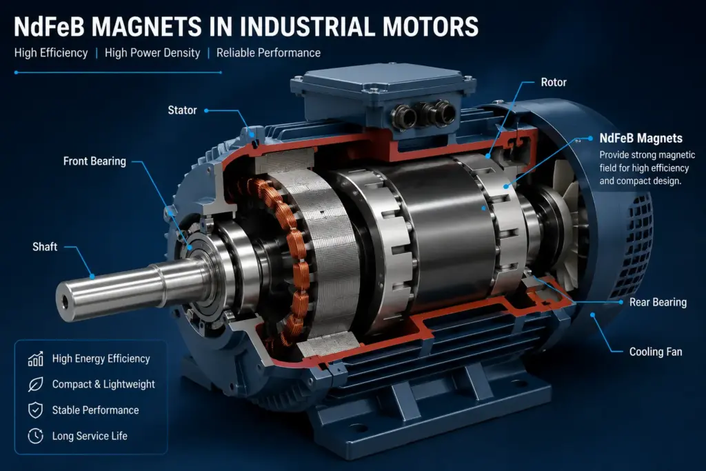 NdFeB magnets used in high-efficiency industrial motors