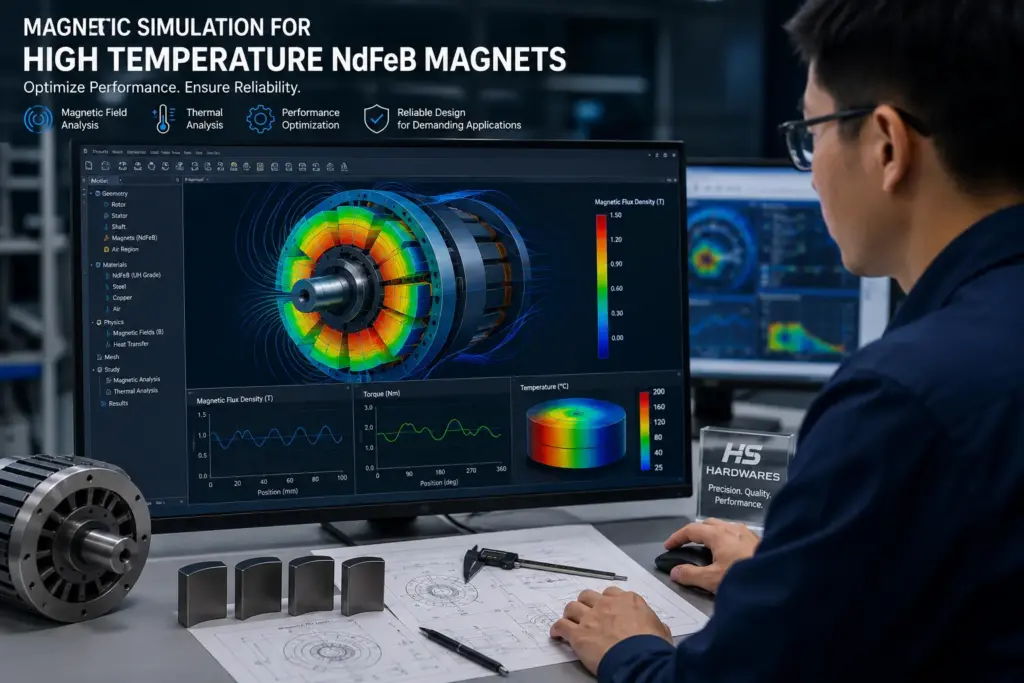 Magnetic simulation for high temperature NdFeB magnet design