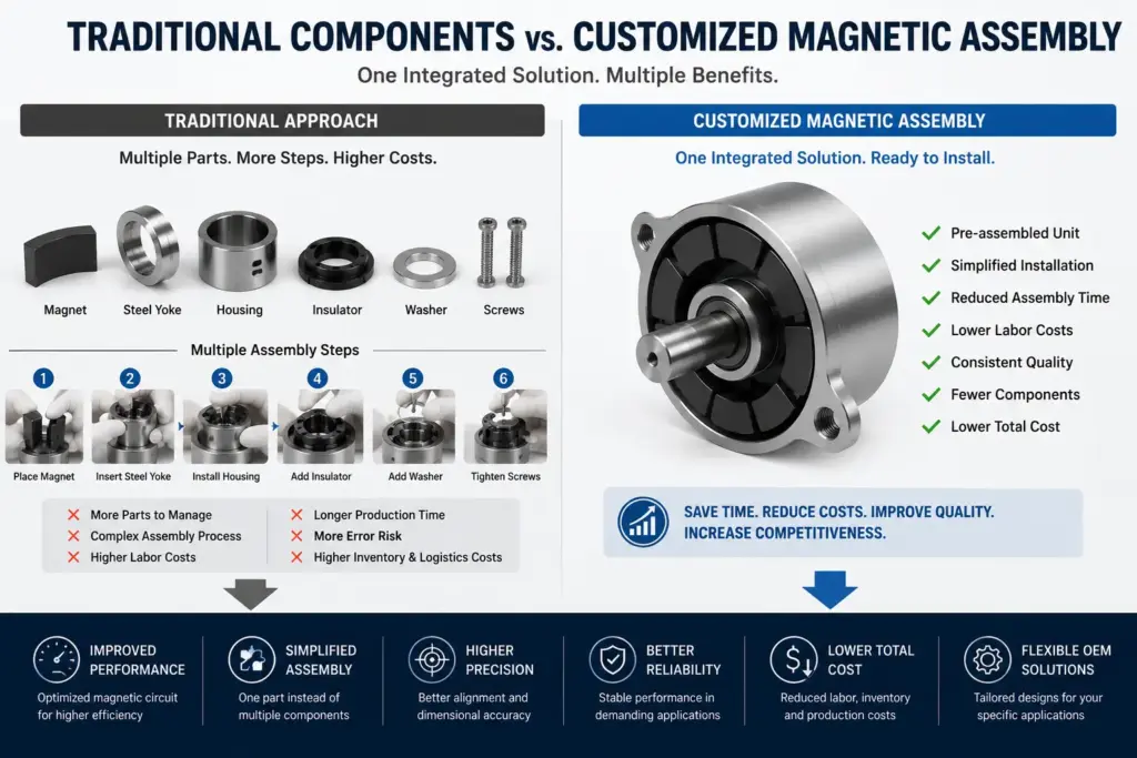 Custom magnetic assembly components and precision parts