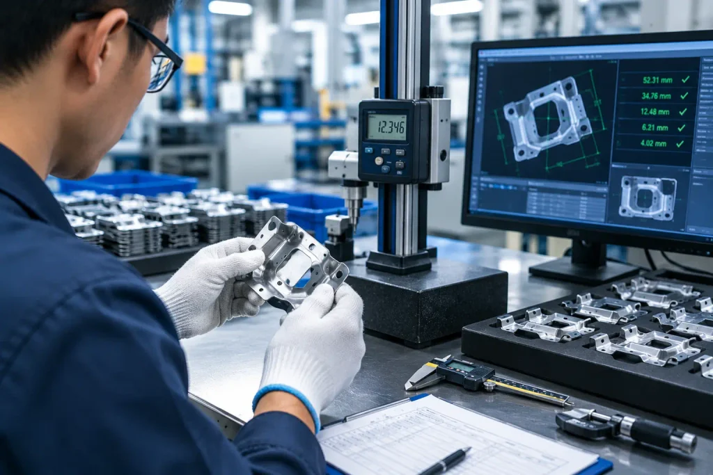 Quality control inspection for precision metal stamping parts